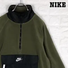 ハーフジップ★ナイキNIKEプルオーバーブルゾン フリース 刺繍センターロゴ美品