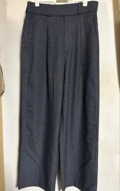 UNIQLO グレー チェック柄 ワイドパンツ Sサイズ