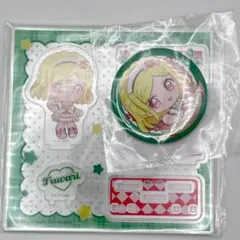 緑風ふわり　アクリルジオラマ＋缶バッジ　まるくじ アイカツ！×プリパラ