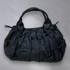 y2k archive leather shoulder bag black