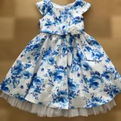 青いバラの花柄ドレス 130センチ