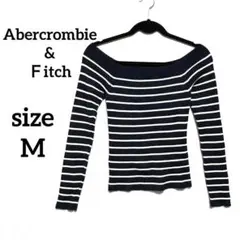 アバクロンビー&フィッチ　ニットTシャツM ネイビーオフショルダー　ボーダー