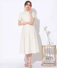 M-PREMIERパールボタンシャツカラーノースリーブワンピース タグ付き