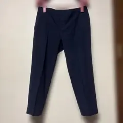 UNIQLOユニクロ アンクルパンツ ネイビー ウエスト後総ゴム テーパード Ｌ