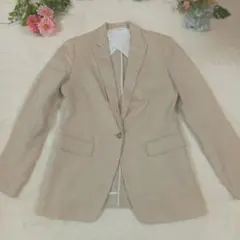 【美品】ユニクロ　リネン100%サマージャケット　アイボリー