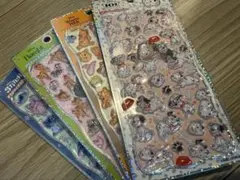 プチドロップステッカー4種　プーさん 　スティッチ　101匹わんちゃん　バンビ