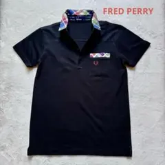 美品✨FRED PERRY フレッドペリー　襟チェック　ポロシャツ ブラック S