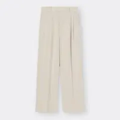 ジーユーリネンブレンドタックワイドパンツ(丈標準70.0～74.0cm)X L