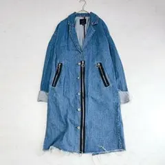 ZARA デニムコート　ファスナー　カットオフ　ロング