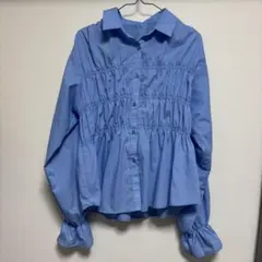 ライトブルー ギャザー入り長袖シャツ 春 BONLECILL