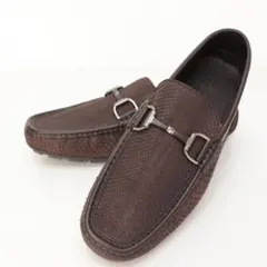 中古品 ゼニア レザー ローファー メタルバックル付き