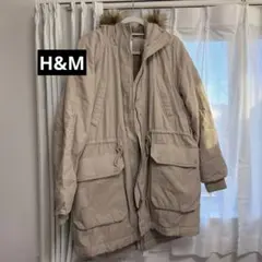 H&M ベージュ ファー付きダウンジャケット