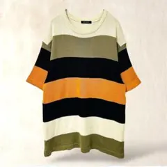 ミッドウエスト　日本製　半袖ニット　ボーダー　F　マルチカラー　カジュアル