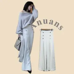 新品 〗anuans ボックスタックマリンパンツM ネイビー - メルカリ