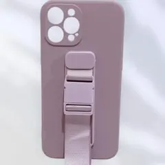 iPhone12ProMax ケース ストラップ付き ショルダー 淡色パープル