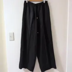 ブラックリネン　90s ワイドイージーパンツ　スラックス　ユーロ　極太　墨黒 ブラックリネン 90s ワイドイージーパンツ スラックス ユーロ 極太 墨