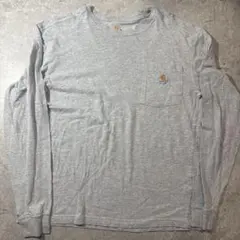 リ*様 Carhartt 鹿プリント ロンT グレー M ポケT