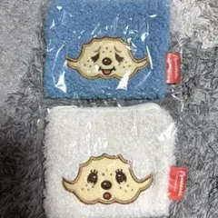 モンチッチ もこもこスクエアポーチくすみカラーver.青、白色