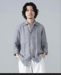 極美品★ORIAN オリアン 長袖シャツ リネンコットンシャツ グレーのサムネイル