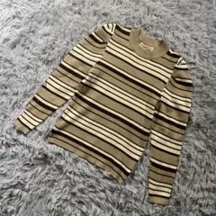 Cutie Blonde マルチボーダー リブニット M ベージュ系