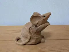 木彫り 木製 ネズミの彫刻 小型 レトロ - メルカリ