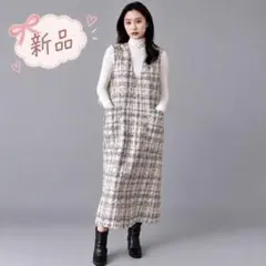 【新品】BIRTHDAY BASH Vネックツイードジャンパースカート　秋服冬服