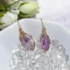 P-35天然石アメジストピアス　サージカルステンレスフック