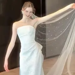 オフショルダーウェディングドレス✨結婚式　前撮り　スレンダーライン