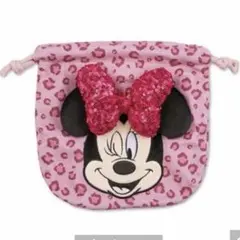 ミニーちゃん　ピンク　ヒョウ柄　巾着　ディズニー　アベイル