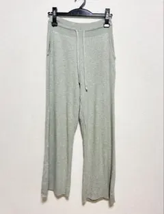 ユニクロ ウォッシャブルニットリブパンツ Lサイズ グリーン