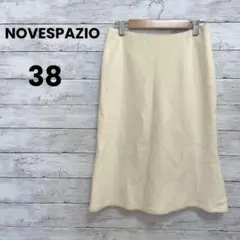 【ノーベスパジオ】ひざ丈スカート（38）アンゴラ混　アイボリー　可愛い♡