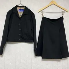 美品 バーバリー・ブルーレーベル 黒 フレアスカートセットアップ 38/36