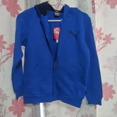 PUMA ジップアップパーカー 青 140