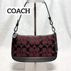 ★美品★ コーチ 6094アクセサリーポーチ キャンバスレザー 赤 シグネチャー