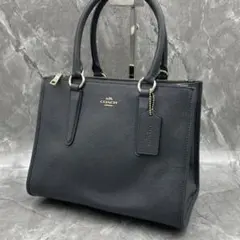 美品】 COACH 2way ショルダー デンプシー キャリーオール シボ 黒