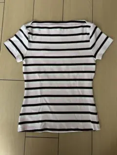 H&M ボートネックコットントップス　ライトピンク／ボーダー　Sサイズのサムネイル