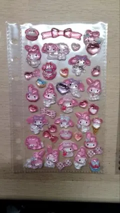 マイメロディ シール 立体 ピンク ボンボンドロップシール