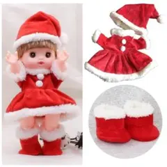 メルちゃん服 ソランちゃん服　クリスマス サンタ服 　ブーツ付き　3点セット