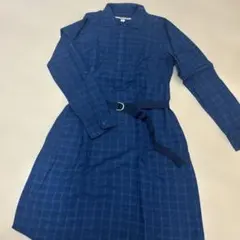 TOMMY HILFIGER ネイビー チェック柄 長袖ワンピース