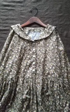 切り替えギャザーop セーラーカラー∷コットンビエラ 【Handmade】