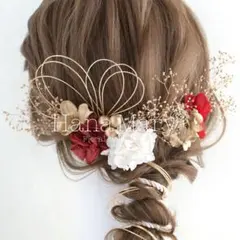 成人式　卒業式　髪飾り　水引き　紐アレンジ　ウェディング　結婚式