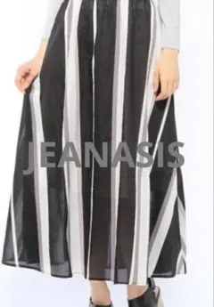 JEANASIS 黒白ストライプ フレアスカート F