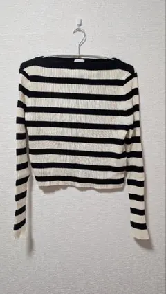 H&M 黒と白のストライプ セーター XL