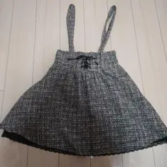 ツイードストラップスカート 黒と白