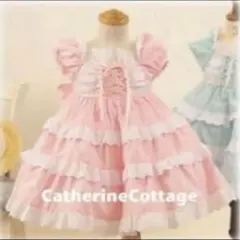 キャサリンコテージ　ドット　ドレス　100 レース　ピンク　編み上げ　女の子