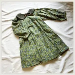 ふわふわ襟付　花柄 七分袖 ワンピース 110