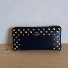COACH　長財布　ネイビー　ゴールド