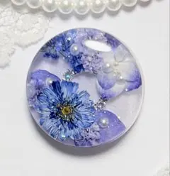 558可憐な♡レジンヘアゴム・ポニーフック ブルーブーケ ビジューリング