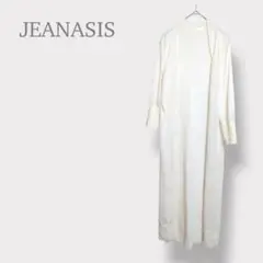 【ジーナシス】ニットロングカーディガン　七分袖　透け感　羽織り　アイボリー