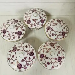 未使用 たち吉 蓋付き湯呑み 5客セット 金彩花唐草